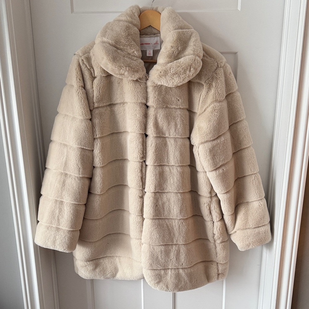 Joe Fresh Cream Faux Fur Pea Coat